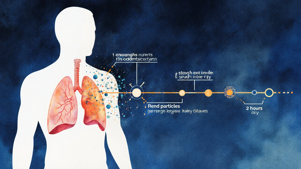 Silhouette with a timeline showing CBD entering the body and fading over hours and days.