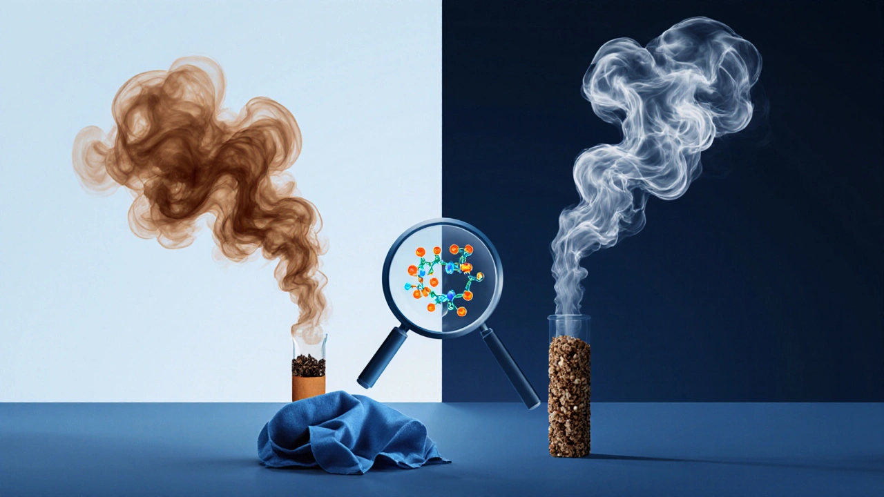 Vergleich: Tabakrauch haftet, CBD-Dampf verflüchtigt sich schnell.