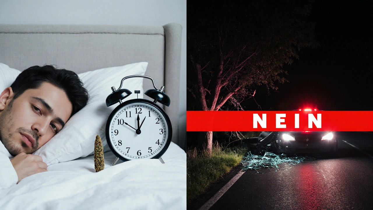 Zwei Wege: sicher zu Hause vs. Autounfall – rot markierte Trennung