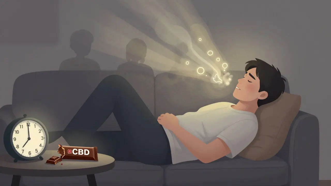 Eine Person entspannt auf dem Sofa, sanfte Lichtstrahlen symbolisieren die beruhigende Wirkung von CBD.