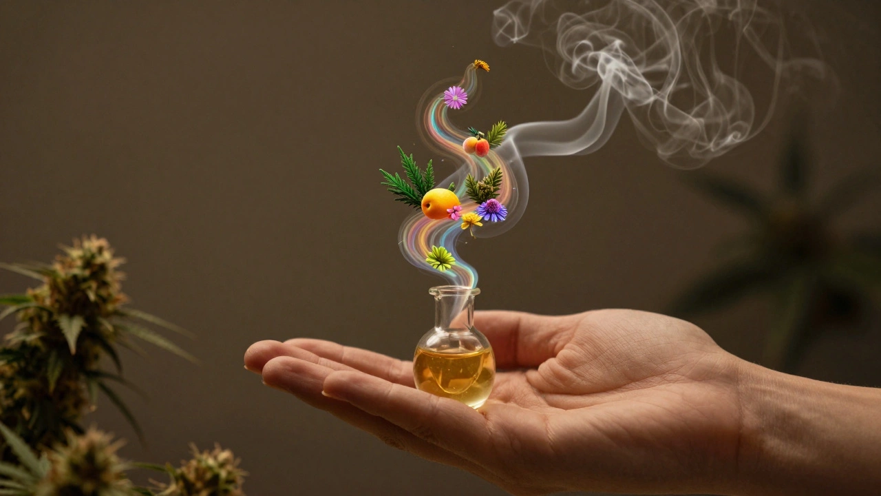 Live Resin verdampft in farbigen Aromawolken, die an frische Blüten und Früchte erinnern.