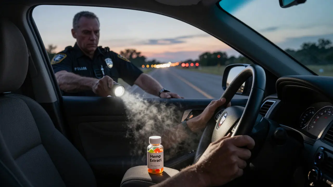 Ein Polizist stoppt ein Auto in Texas, auf dem Beifahrersitz liegt eine THCP-haltige Süßigkeit.