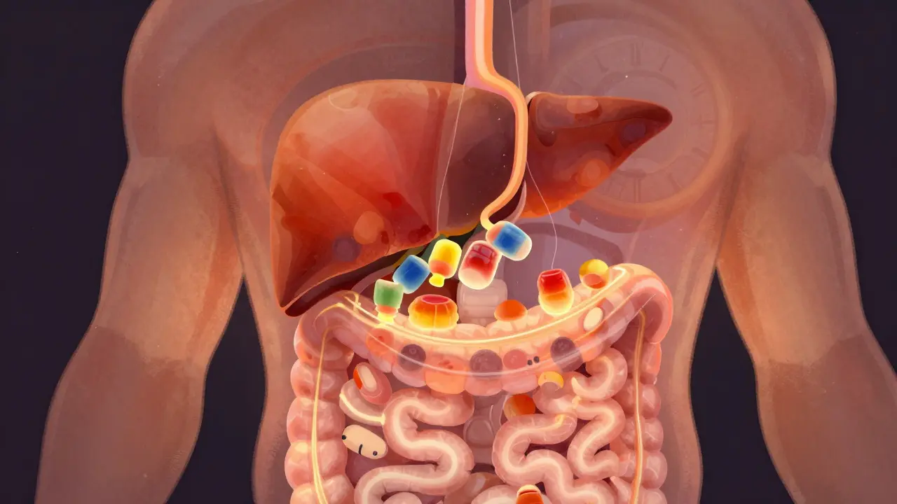Abstrakte Darstellung von Verdauung und Zeitverzögerung bei Essbarem.