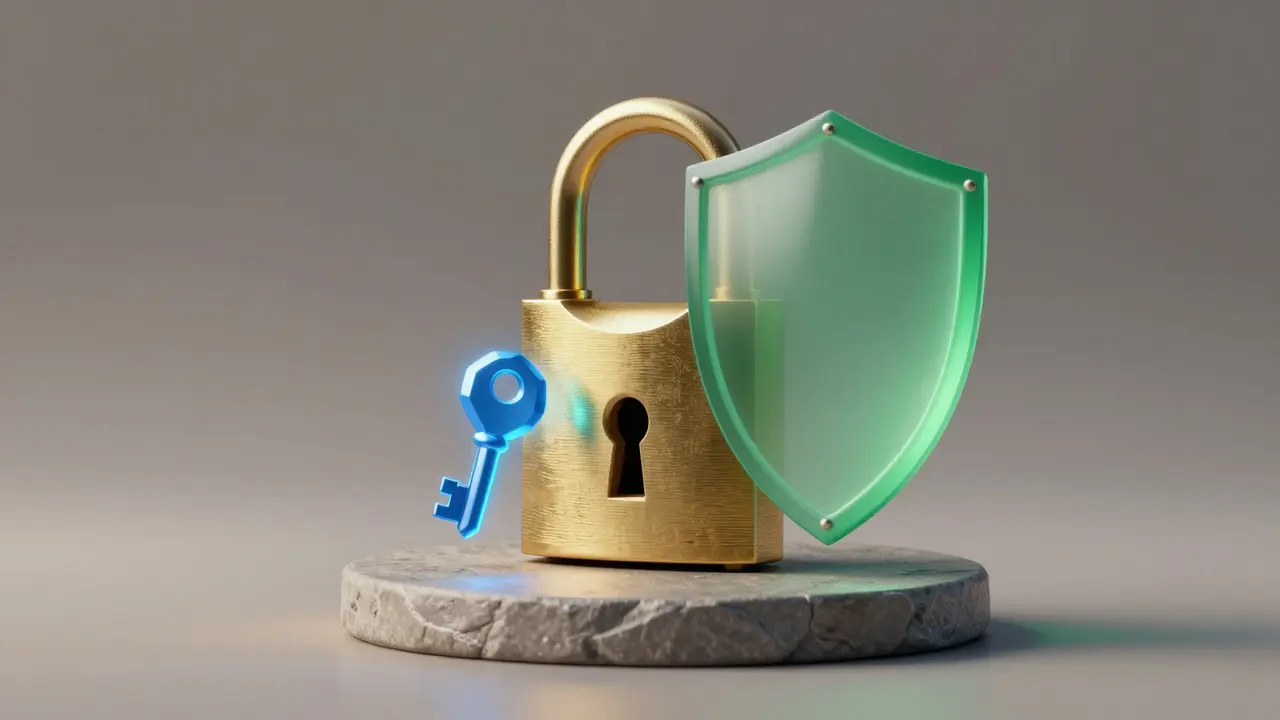 Konzeptuelle Grafik eines Schlosses und Schlüssels als Metapher für THC