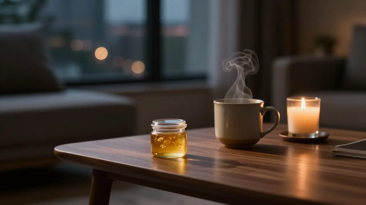 Ruhiges Interieur mit Wellness-Utensilien für Ausgeglichenheit