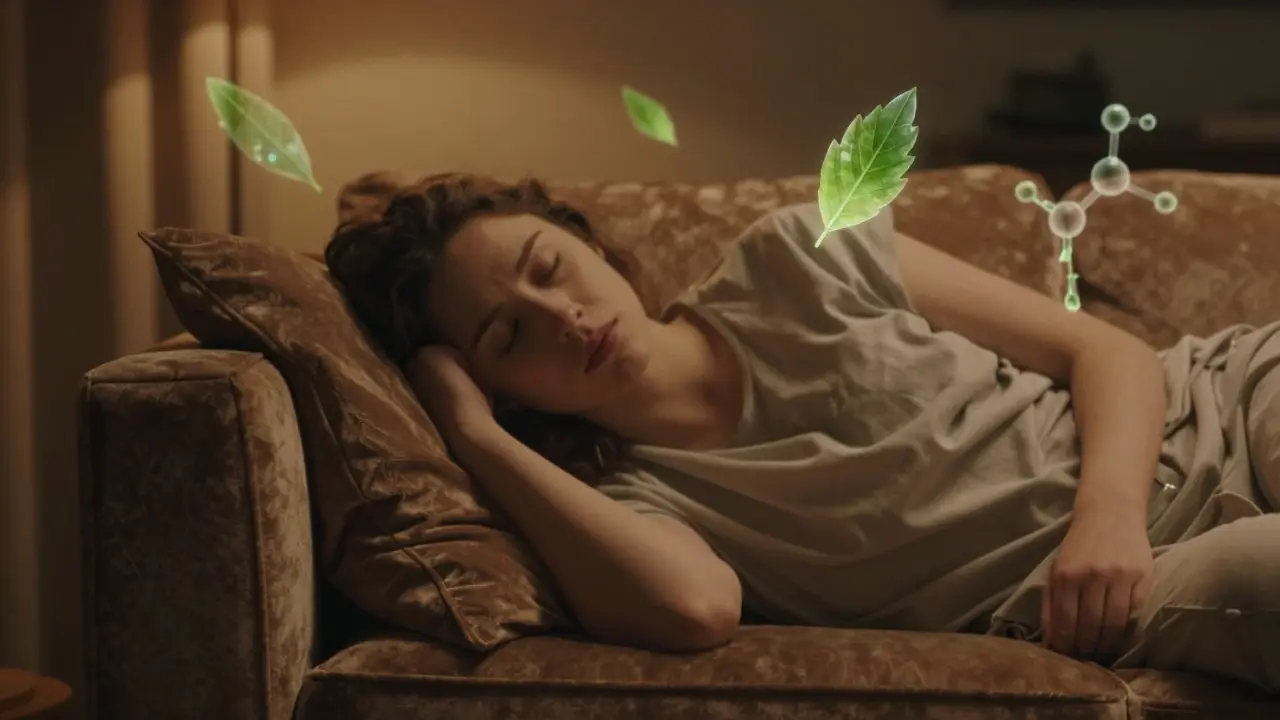 Eine Person in einem traumartigen Zustand, die extreme Müdigkeit symbolisiert.