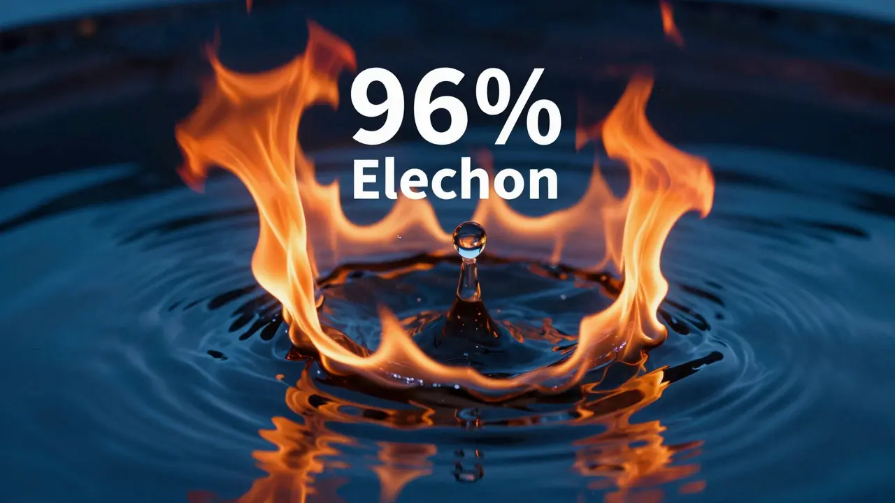 Konzeptbild einer brennenden Flüssigkeit, die die Intensität von reinem Ethanol zeigt