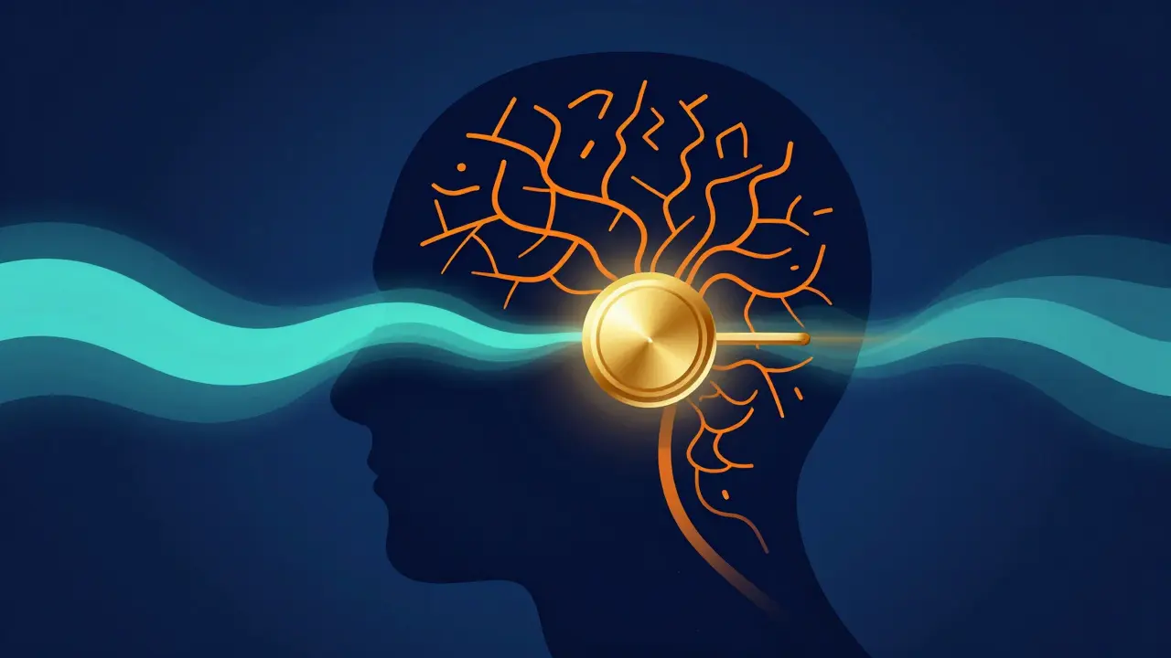 Konzeptuelle Darstellung der stressreduzierenden Wirkung von CBD auf das Nervensystem.