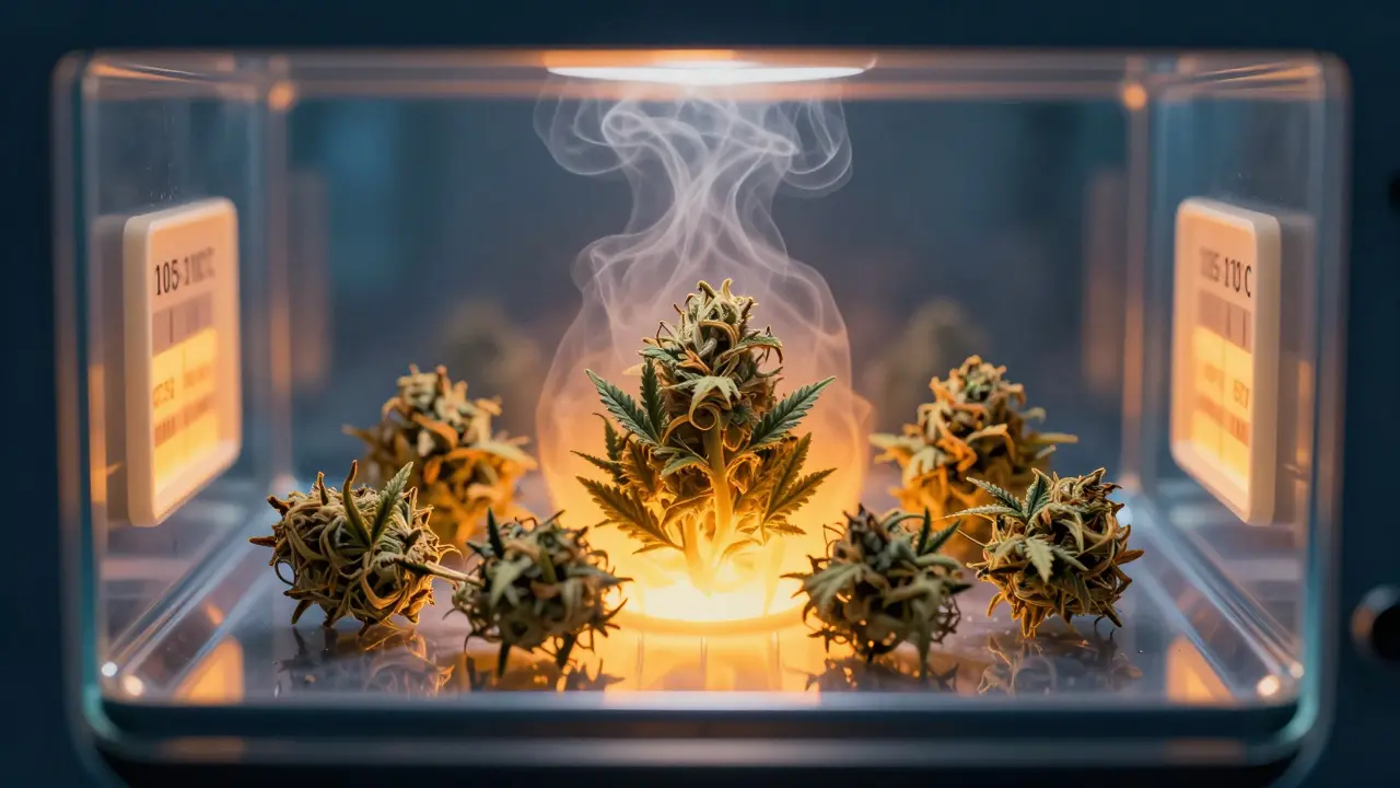 Konzeptuelle Darstellung der Decarboxylierung durch Hitze