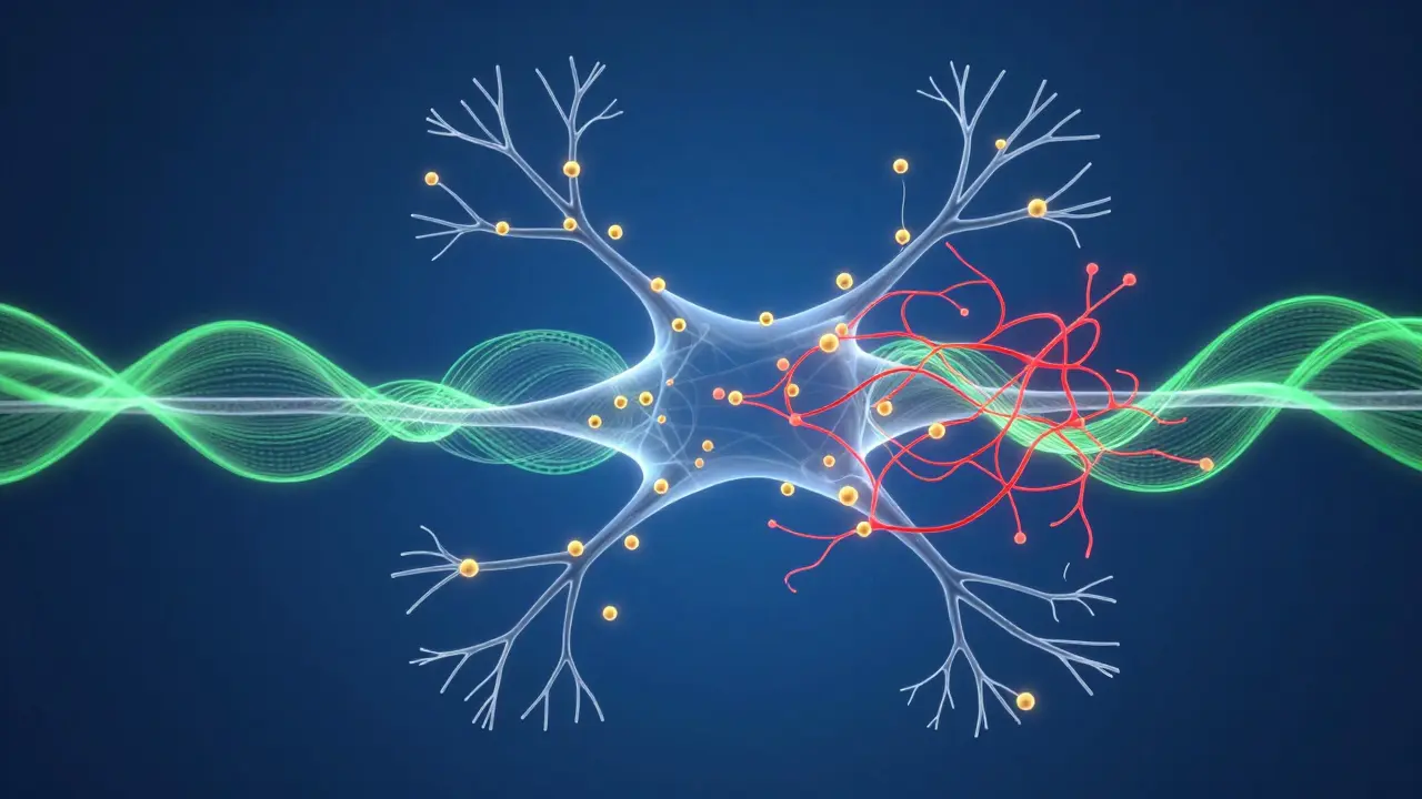 Abstrakte Darstellung des Endocannabinoid-Systems mit goldenen Partikeln
