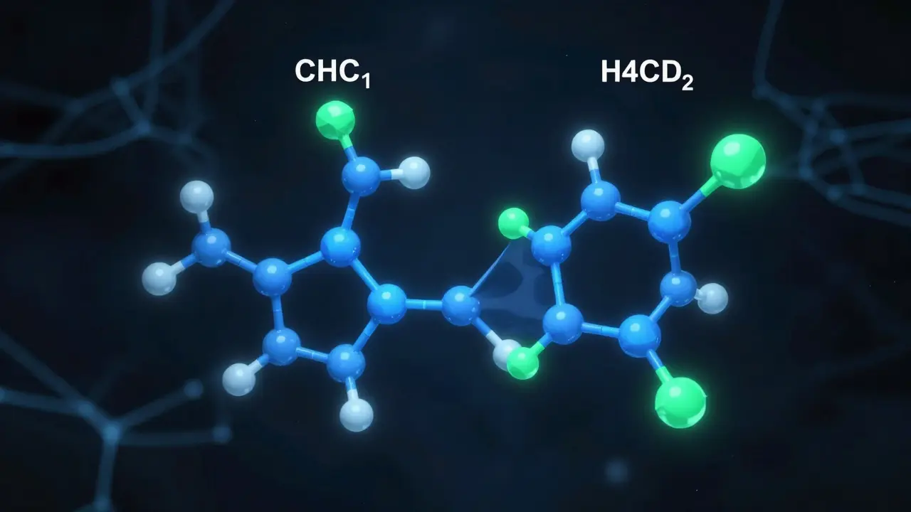 Abstrakte Darstellung von Cannabinoid-Molekülen, die an neuronale Rezeptoren binden