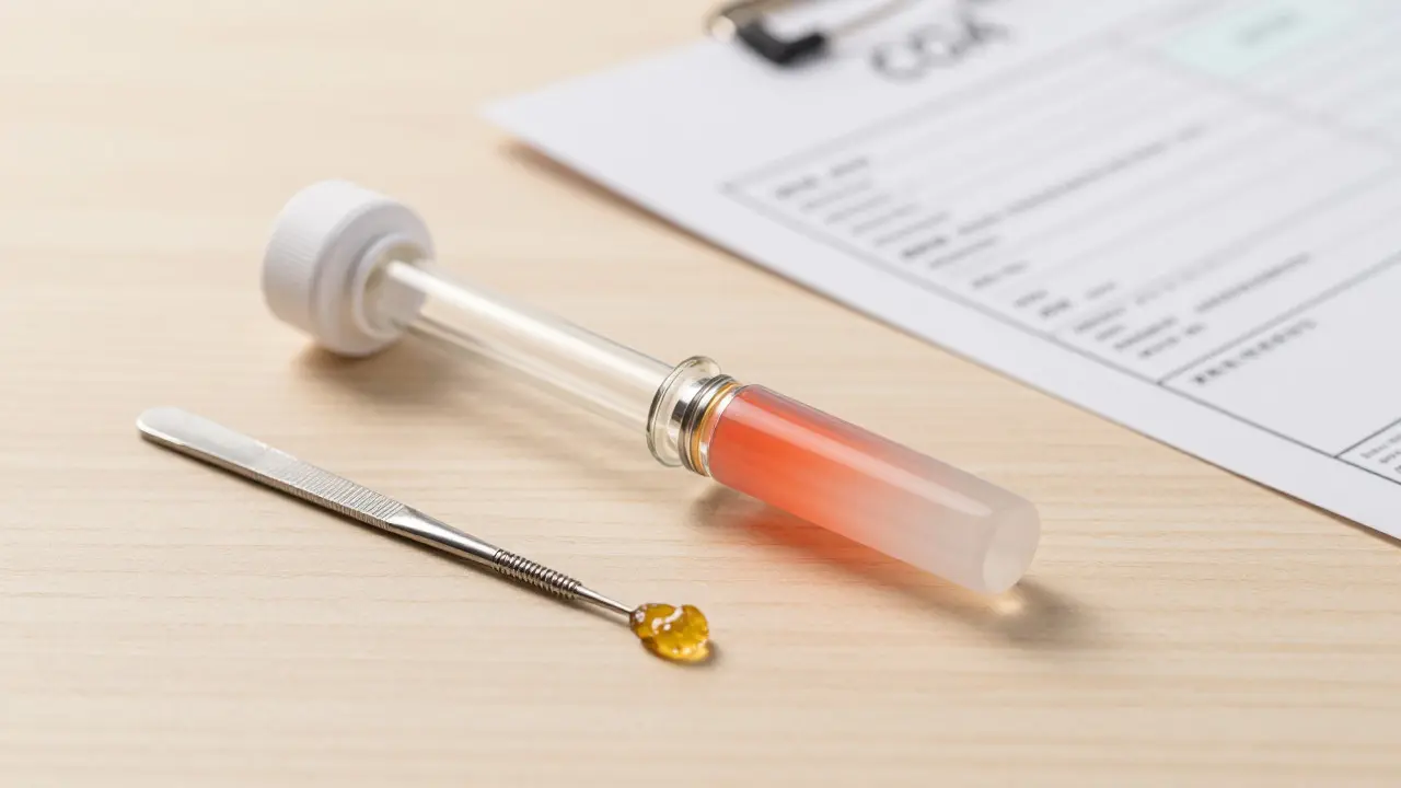 Dab-Rig mit heißem Quarz-Nail und kleiner Menge Shatter für präzise Dosierung